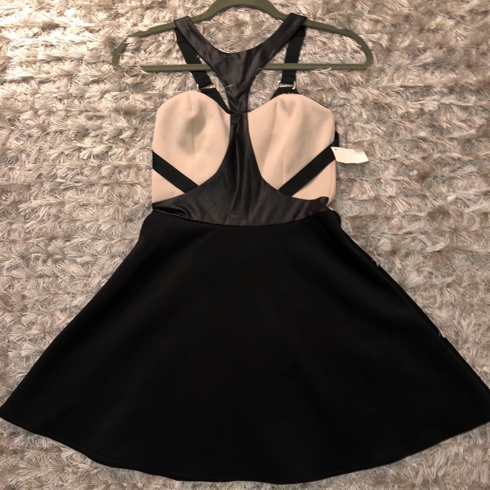 Black and Cream Flare Dress